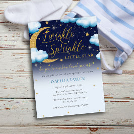 Twinkle Little Star Blue Boy Baby Sprinkle Inbjudningar