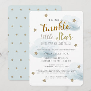 Twinkle Little Star Blue Boy Drive by Baby Shower Inbjudningar