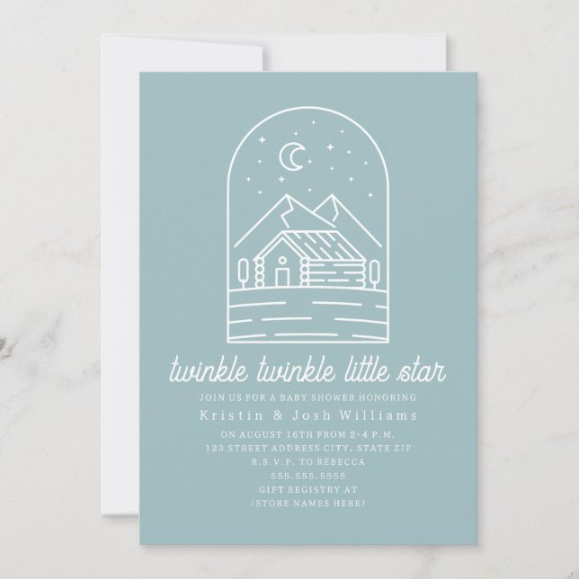 Twinkle Little Star Blue Boy Shower Inbjudningar (Framsida)