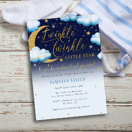 Twinkle Little Star Blue Boy Shower Inbjudningar