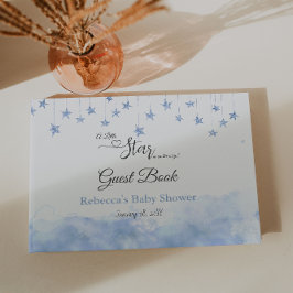 Twinkle Little Star Blue Clouds Boy Baby Shower Gästböcker