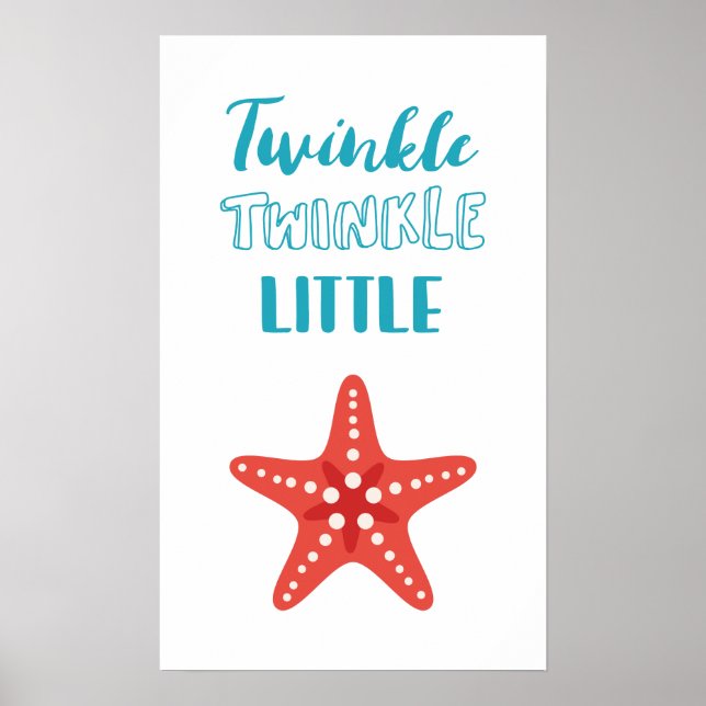 Twinkle Little Star Blue & Coral Nautical Nursery Poster (Framsidan)