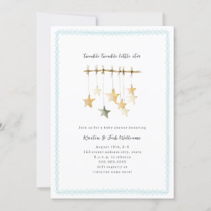 Twinkle Little Star Boho Blue Boy Shower Inbjudningar