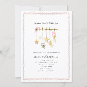 Twinkle Little Star Boho Bows Baby Shower Inbjudningar