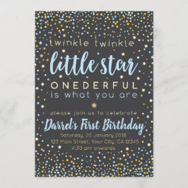Twinkle Little Star Boy Första födelsedagsinbjudan Inbjudningar