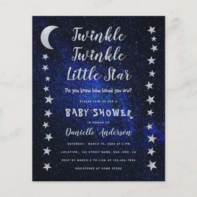 Twinkle Little Star Budget Barnrumsinbjudan (Framsida)