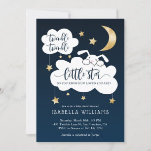 Twinkle Little Star Bunny Boy Shower Inbjudningar