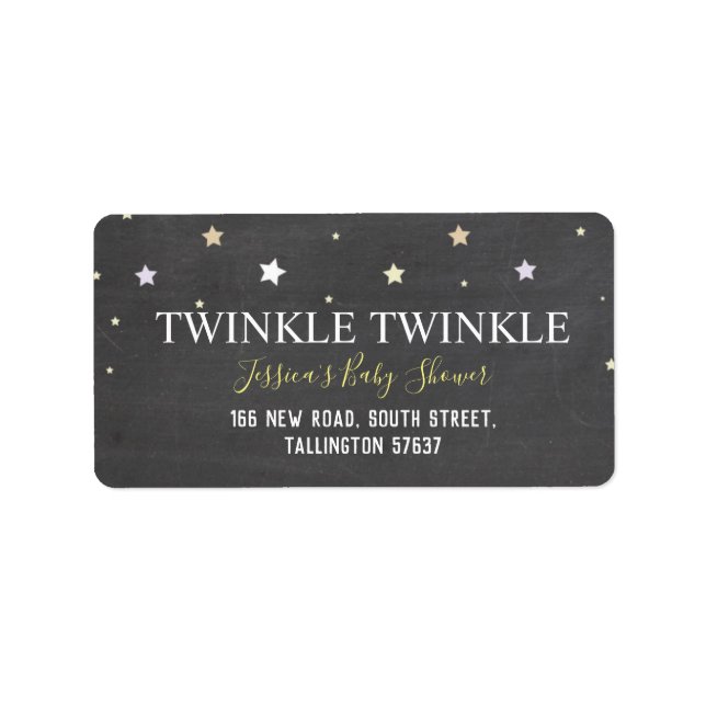 Twinkle Little Star Chalk Baby Adressetiketter (Framsidan)