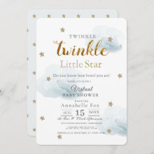 Twinkle Little Star Cloud Blue Virtuell Baby Showe