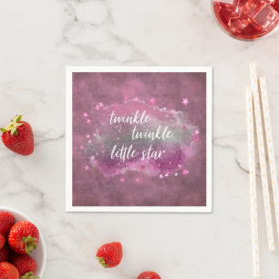 Twinkle Little Star Dusty Mauve Rosa Silver Gråt Pappersservett