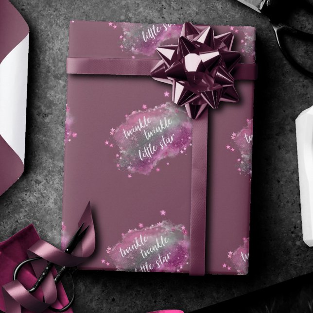 Twinkle Little Star | Dusty Mauve Rosa Silver Gråt Presentpapper (Skapare uppladdad)