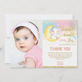 Twinkle Little Star Elephant 1:a födelsedagen Part Tack Kort