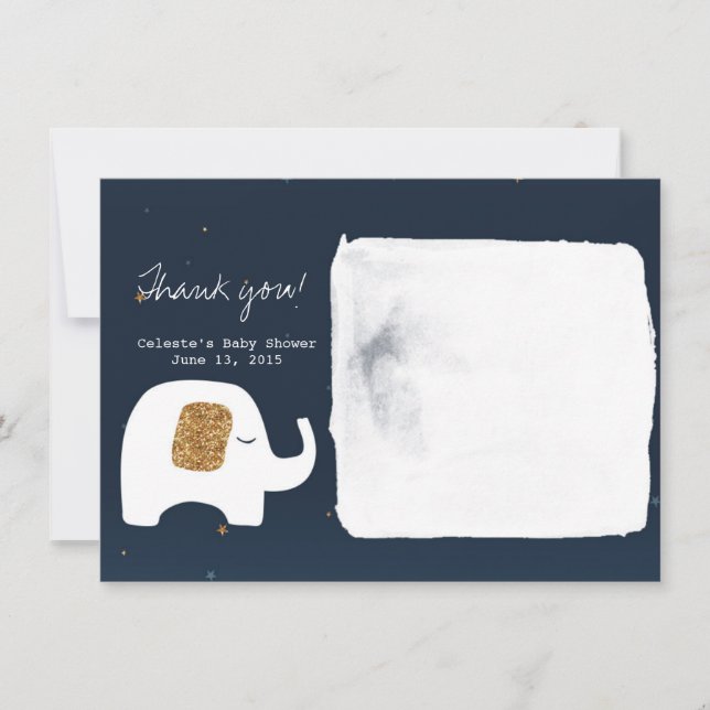 Twinkle Little Star Elephant Baby Shower Tack Inbjudningar (Framsida)