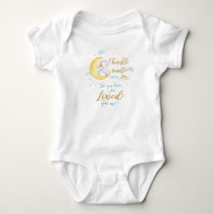 Twinkle Little Star Elephant Crescent Måne Blue T Shirt