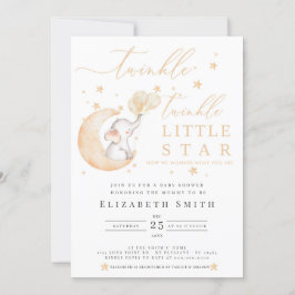 Twinkle Little Star Elephant Neutralt Baby Shower Inbjudningar