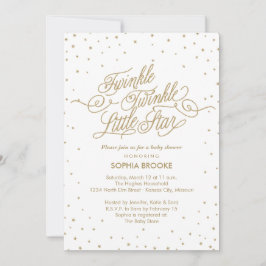 Twinkle Little Star Finare Guld & White Baby Showe Inbjudningar