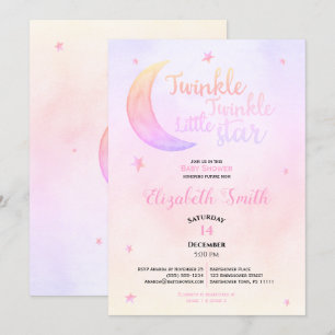 Twinkle Little star flicka babydusch Inbjudningar