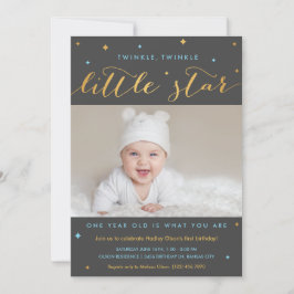 Twinkle Little Star Första födelsedagsinbjudan Boy Inbjudningar