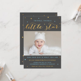 Twinkle Little Star Första födelsedagsinbjudan Boy Inbjudningar