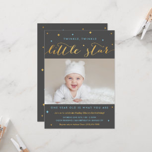 Twinkle Little Star Första födelsedagsinbjudan Boy Inbjudningar