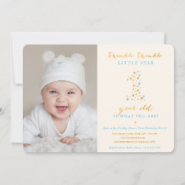 Twinkle Little Star Första födelsedagsinbjudan Boy Inbjudningar