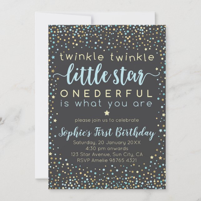 Twinkle Little Star | Första födelsedagsinbjudan Inbjudningar (Framsida)