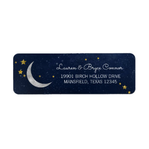Twinkle Little Star Galaxy & Måne Returadress Etikett