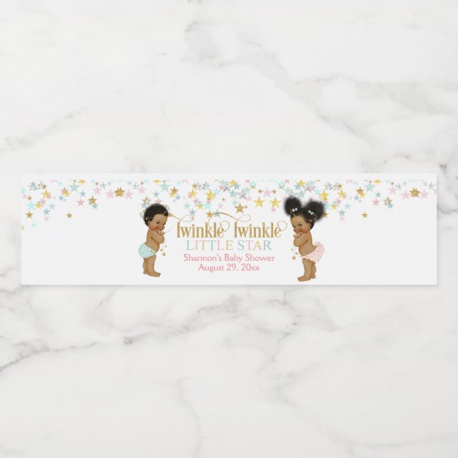 Twinkle Little Star Gender Neutral Ethnic Baby Vattenflaskor Etikett (Singel etikett)