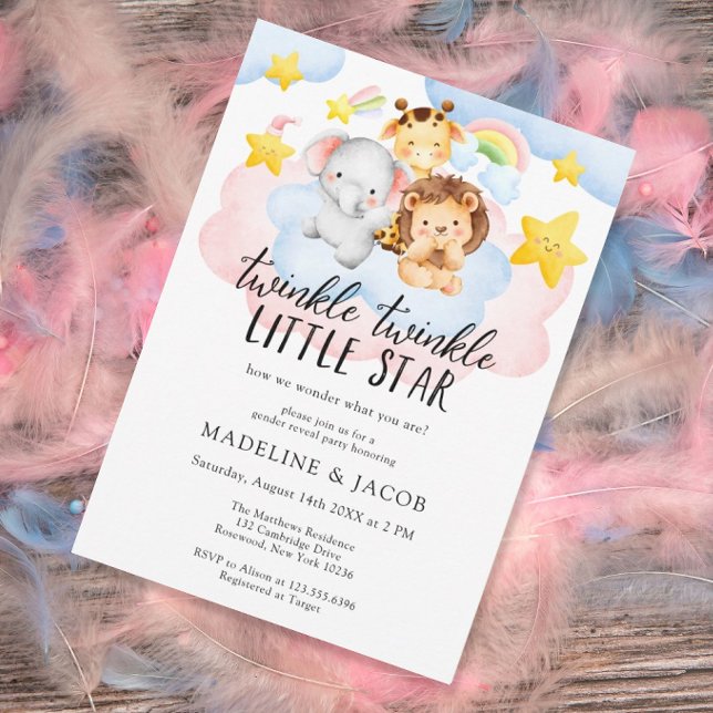 Twinkle Little Star Gender Reveal Party Inbjudningar (Skapare uppladdad)