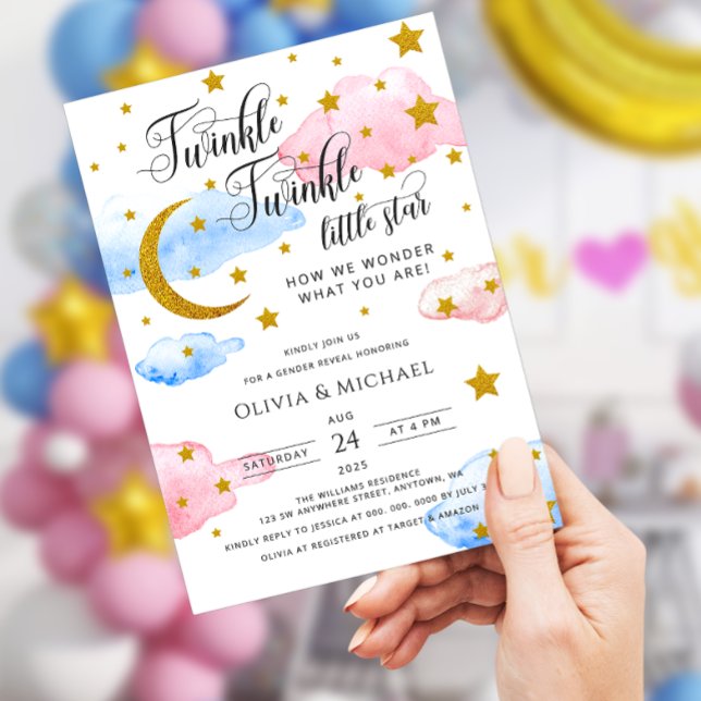 Twinkle Little Star Gender Reveal Party QR-kod Inbjudningar (Skapare uppladdad)
