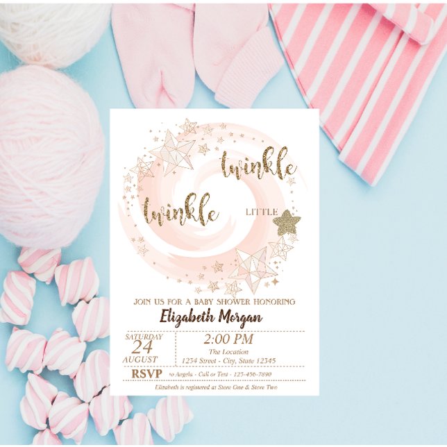 Twinkle Little Star Glitter Barnrumsinbjudan Inbjudningar (Skapare uppladdad)