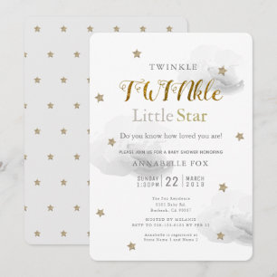 Twinkle Little Star & Grått Cloud Twin Baby Shower Inbjudningar