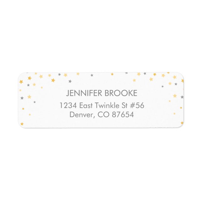 Twinkle Little Star | Grått-Returetiketter Returadress Etikett (Framsidan)