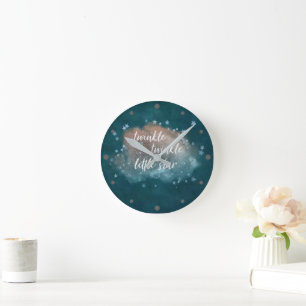 Twinkle Little Star Grönt av skalet och taupe Br Rund Klocka