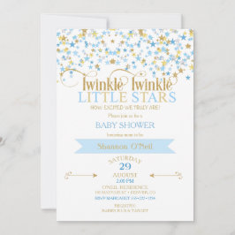Twinkle Little Star Guld & Baby blue Boy Twillinga Inbjudningar