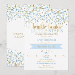Twinkle Little Star Guld & Baby Blue Pojkar Tvilli Inbjudningar