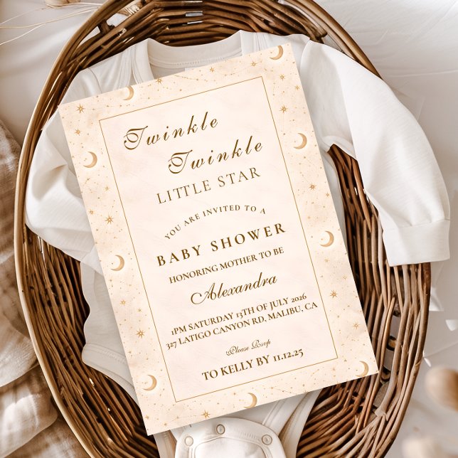 Twinkle Little Star Guld Baby Shower Inbjudningar (Skapare uppladdad)