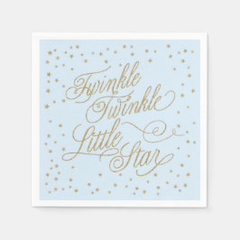 Twinkle Little Star Guld & Blue Baby Shower Pappersservett