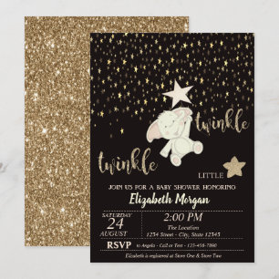 Twinkle Little Star Guld Glitter, Björn Bebis Show Inbjudningar