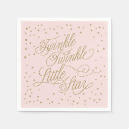 Twinkle Little Star Guld & Rosa Girl Baby Shower Pappersservett
