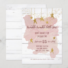 Twinkle Little Star Guld Wood Girl Baby Shower Inbjudningar