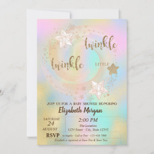 Twinkle Little Star Holografisk Baby Shower Inbjudningar
