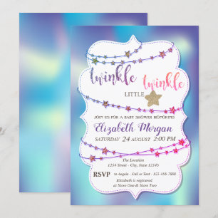 Twinkle Little Star Holografisk Baby Shower Inbjudningar