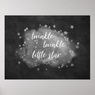 Twinkle Little Star Kolgrå och Silver Poster