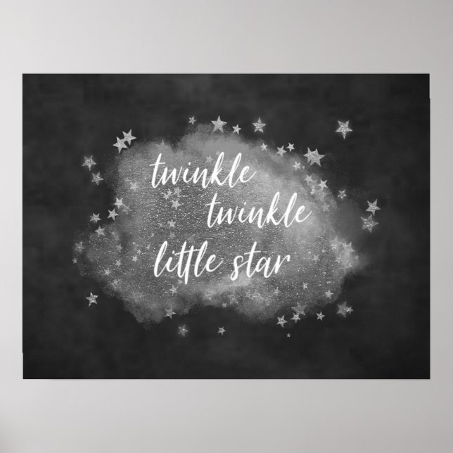 Twinkle Little Star | Kolgrå och Silver Poster (Framsidan)