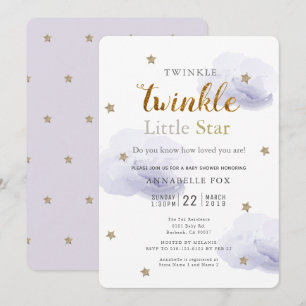 Twinkle Little Star Lavender Baby Shower Inbjudningar
