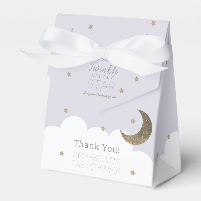 Twinkle Little Star Lilac Baby Shower Presentaskar (Framsidan Sidan)