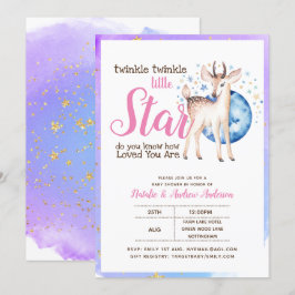 Twinkle Little Star Little Rosa Guld Modern Hjort  Inbjudningar