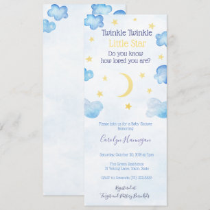 Twinkle Little Star Måne Clouds Himlar Baby Shower Inbjudningar