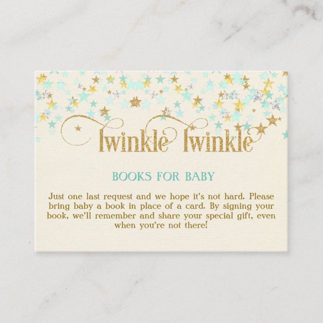 Twinkle Little Star Mint Gold Bok Rekommendationsk Tilläggskort (Framsida)
